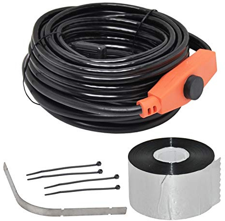 VOSS Kit : Câble Chauffant antigel 2m, Cordon Chauffant, Chauffage gouttière avec Protection des Bords + 50m Ruban adhésif