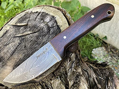 Perkin Knives Individuelle Damast Jagdmesser - Schöne Bushcraft Knife -