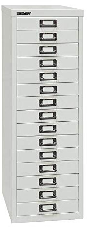 BISLEY MultiDrawer, 39er Serie, DIN A4, 15 Schubladen, Metall, 645 Lichtgrau, 38 x 27.9 x 86 cm