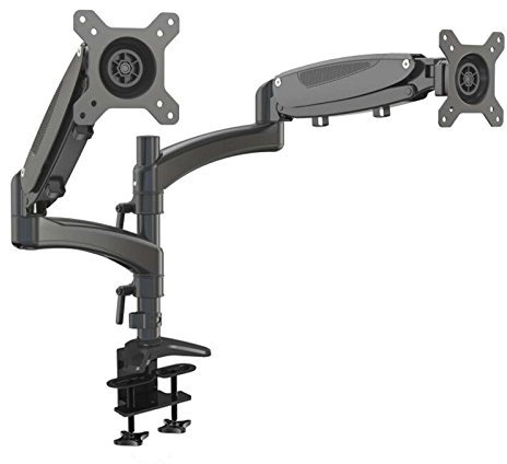 HFTEK - Monitor Halter Tischhalterung für 2 Bildschirme von 15 bis 34 Zoll mit VESA 75/100 - GM124XDB