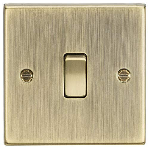 Knightsbridge CS834AB Interrupteur DP à bord carré en laiton antique 20 A 1 G 230 V