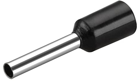Heschen Cord End Terminal, E1510, AWG 16/1.5mm², Wire Copper Crimp Connector, Vinyl Insulated, Black, Pack of 1000