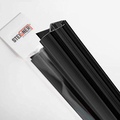 STEIGNER Junta de Ducha, 30 cm, Vidrio de 6/7/8 mm, Flexible Junta de Ducha de PVC, Negra, UK03S