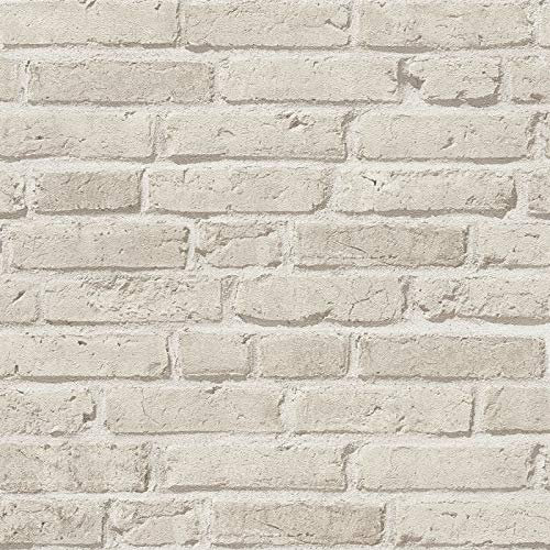 3D Mauertapete in Backstein Optik | Moderne Steintapete in Weiß Grau | Industriedesign Tapete ideal für Schlafzimmer und Wohnzimmer