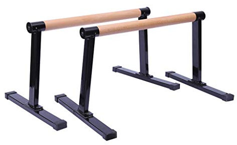 XFENG Set aus 2 Holzliegestütze, Holz Parallettes Handstand Pushups, Push-Up-Bars, Anti-Slip for Calisthenics und Fitness, Männer nach Hause Fitnessgeräte