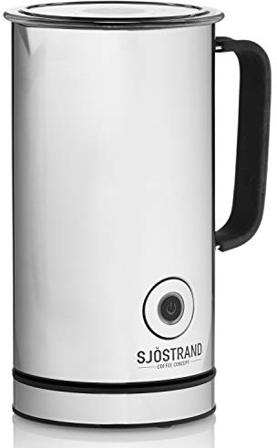 Sjöstrand Electric Milk Frother, Stainless Steel | Double-Walled Stainless Steel,Hot Chocolate Maker, Velvetiser, Hot & Cold Milk Frother, Easy-Clean Non-Stick Coating