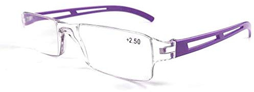 KoKoBin Rahmenlose Lesebrille Sehhilfe mit Blaulichtflilter Anti Blaulicht Lesehilfe für Damen und Herren(Lila,+2.5)