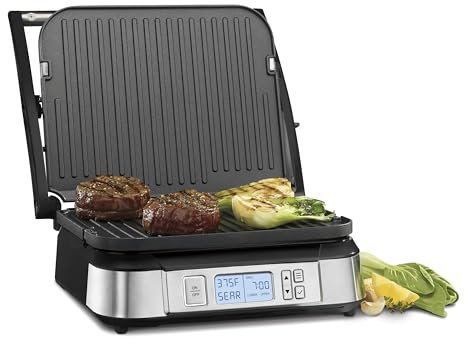Cuisinart GR-6S - Plancha de contacto sin humo (29,2 x 26,7 x 17,8 cm), color plateado