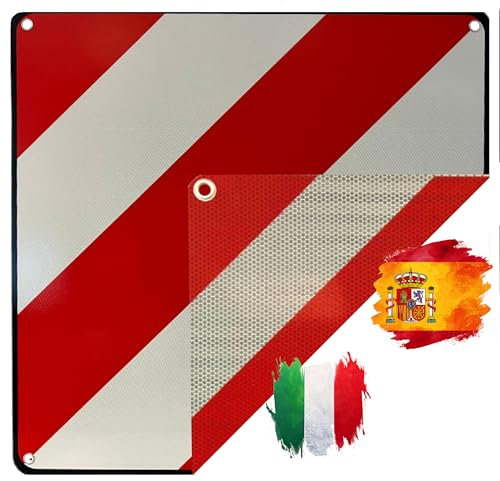 IWH - Warntafel ALU 50x50 cm für Italien% Spanien | Hochwertig und 100% rechtskonform mit Prüfung durch das MINISTERO INFRASTRUTTURE TRASPORTI | Wende - Warnschild für Fahrradträger |