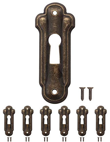 FUXXER 6x Antique Key Signs Lock Rosettes Vintage Brass Design 48x19mm