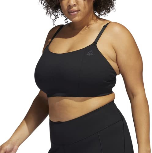 adidas Women's Plus Size Studio Light Support Better Level Bra, Core Black, 2X