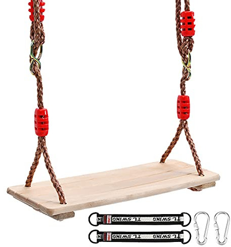 Holz Schaukelsitz, Schaukel Kinderschaukel Garten Brettschaukel, mit Einstellbares Seil bis 150 kg, Für Erwachsene Kinder Kindergarten, Hof