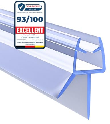 NYCENT Shower Door Seal Strip for 4-6mm Glass - Covers up to 20mm Gap - Perfect Transparent Shower Screen Seal Replacement with 90cm Adjustable Length (Straight)