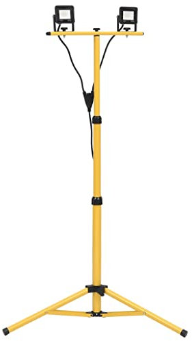 vidaXL Projecteur à LED avec Trépied Lampe d'Extérieur Eclairage de Sécurité de Jardin Projecteur d'Extérieur Atelier 2x10 W Blanc Froid