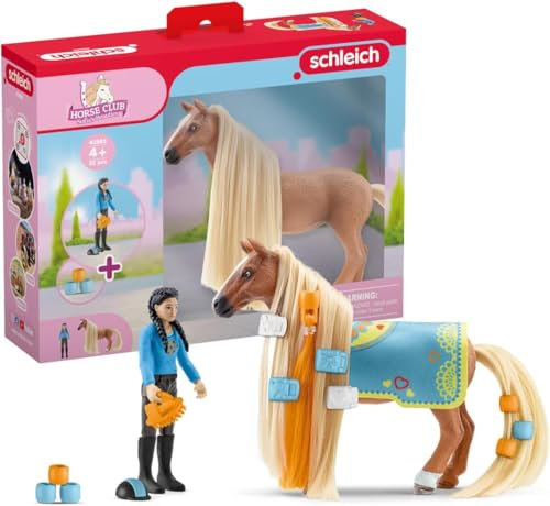 schleich HORSE CLUB 42585 Sofia's Beauties 18-Teiliges Pferde-Beauty-Set - Reiterin Kim und Pferd mit Mähne und Schweif zum Striegeln plus Zubehör, Pferde Spielzeug ab 5 Jahren