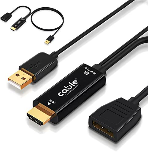 Cable Technologies Adaptador HDMI a DisplayPort 4K, fuente HDMI a Displayport 4K@60Hz, adaptador convertidor de monitor/TV con audio compatible para portátiles, Xbox 360 One, PS4, PS3, etc
