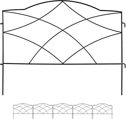 Relaxdays Beetzaun Metall, 6 Zaunelemente je HxB 46 x 61 cm, Garten Beeteinfassung zum Stecken, Zierzaun, Eisen, schwarz