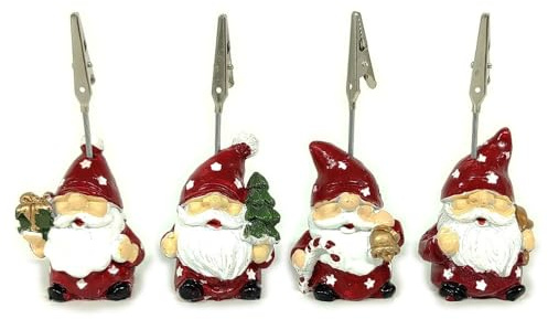 Babbo Natale Rosso con Pinza segnaposto Porta Foto per addobbo tavola di Natale Decorazioni Natalizie Set da 12