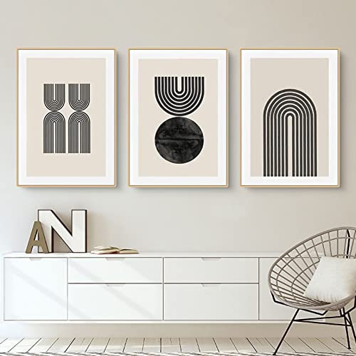 EXQUILEG Premium Poster Set, Moderne Wandbilder für Wohnzimmer und Schlafzimmer,Boho Leinwand Bilder Ohne Rahmen Poster Set Abstrakt linear Leinwand Kunstposter Wanddeko (30 * 40cm)