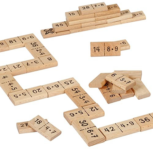 LOPOTIN 38TLG 1x1 Lernen Spiel Dominosteine Domino Kinder Rechnen Lernen Ab 5 Jahre Mathe Spielsteine Bausätze Spiel aus Holz Lernspielzeug für Grundschule Einschulung Geschenk