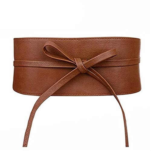 COOKOE Bowknot Kunstleder Wickelbund Cinch Bund Schwarz Kummerbund Braun Damen Gürtel