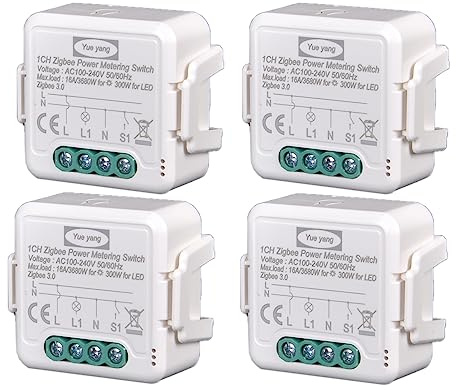 Yueyang Zigbee Schalter 16A mit elektrischem Verbrauchsmessgerät, Relais Power Metering Smart App Steuerung, Ein/Aus Steuerung, kompatibel mit Alexa Echo und Google Home, Relais 3680W (4)