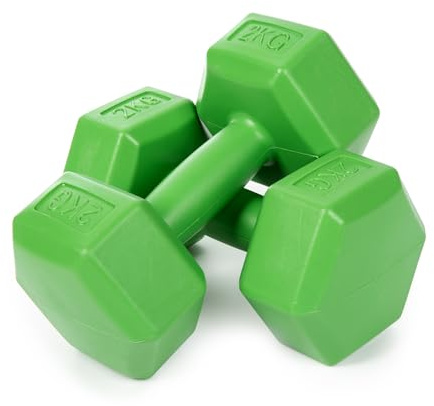 Molti Hanteln 2er Set Kurzhanteln aus massivem Zement Gewichte Rutschfeste Oberfläche Gewichtsvarianten 2 x 1kg bis 2 x 4kg für Gymnastik Aerobic Fitness Pilates Krafttraining (Grün 2 x 2kg)