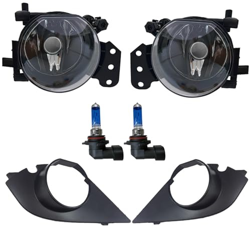 KYYET M Sport Stoßstange Nebelscheinwerfer Lampe mit Glühbirnen Abdeckung Grill Blende kompatibel mit BMW E60 E61 2003–2009 M-Tech