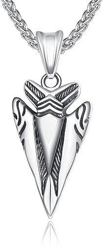 KATHLU Wikinger Halskette für Herren Speerspitze Pfeilspitze Odins Gungnir-Anhänger 925er Sterling Halskette nordischer Schmuck Geschenk für Männer
