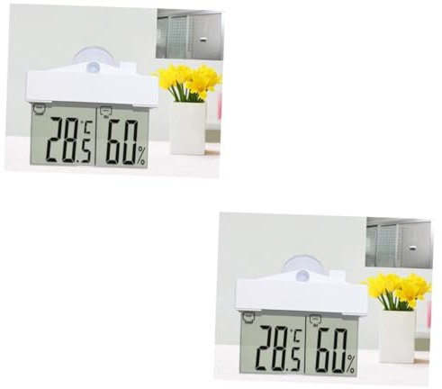 Kisangel 2stücke Lcd Thermometer Hygrometer Mit Saugnapf Digitaler Temperatur Und Feuchtigkeitsmesser Für Innen Und Außenbereiche Für Gewächshäuser Und Aquarien Großes Lcd-display