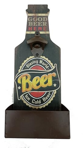 TBQ Cerveza Soda Abrebotellas Vintage Montado de Pared Botellas,Sacacorchos,Abrelatas Colgante y Tenedor de la Tapa,Ideal para Bares,Fiestas,Accesorios,Excelente Mejor Regalo (Verde Pino)