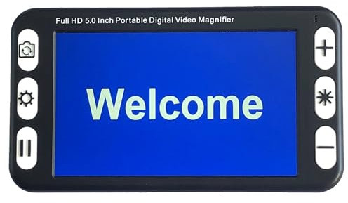 5 Pouces Loupe Numérique Portable Aide à la Lecture électronique pour Basse Vision Affichage LCD Zoom 2-48X, Aides vidéo avec lumière LED et 26 Modes de Couleur, pour Déficients Visuels