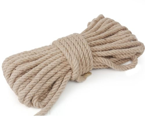 Meidansini Corde de jute de 5 mm, corde de chanvre naturel solide et épaisse, corde de manille torsadée pour travaux manuels, balançoire de porche, corde de chanvre pour décoration, balustrade, quais,