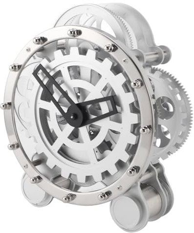 SIXRUN Mechanische Getriebeuhr, Tischgetriebeuhr Europäische Mechanische Getriebeuhr Kreativität 2 Fuß Rotierende Getriebeuhr aus Metall Schreibtischuhr für das Arbeitszimmer Im, SIXRUNh8k57gt3i4