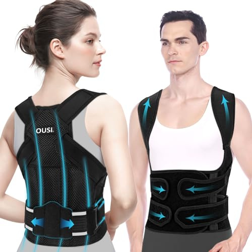Posture Corrector Back Support Brace：Neck and Shoulder Supports Belt for Women and Men - Lower Back Straightener Straps Adjustable - Posture Correction Straps for Lumbar Upper Back Support Black (XXL)