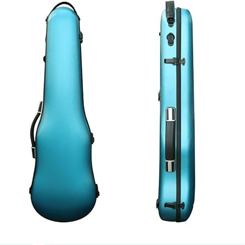 YoungMonic Estuche para violín de tamaño completo 4/4, caja de fibra de carbono, ligera y colorida con correa fuerte, bolsa azul (36 MN)