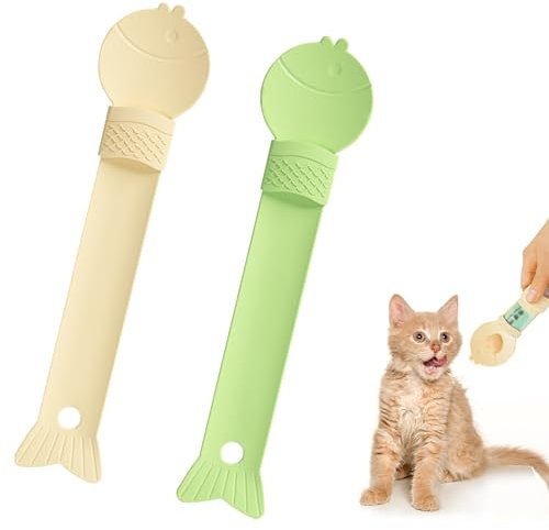 UTXN 2-Pack Strip Squeeze Feeder for Wet Food - Ergonomic Pet Feeding Tool, Durable & Easy Clean (Yellow/Green)