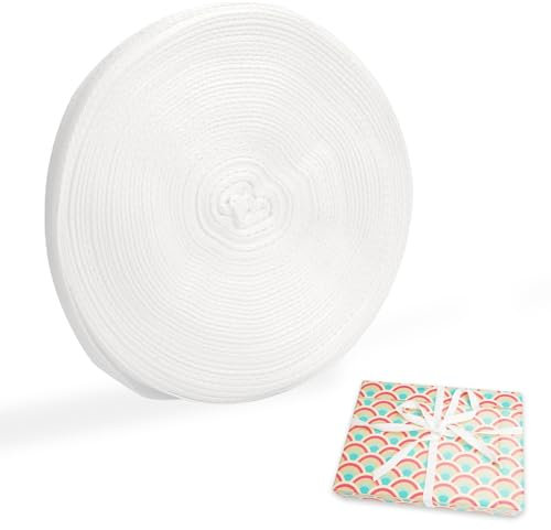 Baumwollband Baumwolle Gurtband Weiß,10 mm Köperban Webband Nahtband Baumwolle,50 m Einfassband Nahtband Baumwolle,Schrägband Weiß für Innenausstattung,Dekoration von Handtaschen,DIY-Handarbeiten