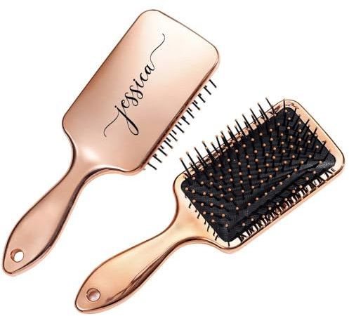 Personalized Hair Brushes With Name, Custom Bridesmaid Gifts, Trendy Accessories Paddle Brush, Custom Rose Gold Airbag Mirror Hair Brushes, Bridesmaid Gifts Box Fillers For Her