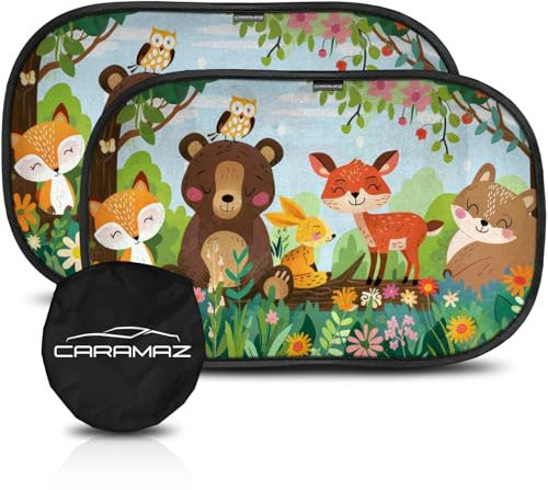 Caramaz Protezione solare per bambini con UV certificata, 2 pezzi 51x31cm Legno