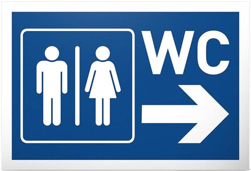 DankeDir Cartello per wc a forma di freccia, 30 x 20 cm, in plastica, per il bagno, per gli ospiti