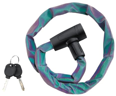 Catena e serratura, lucchetto antifurto riflettente con chiavi, lunghezza 6 m, lucchetto antifurto per biciclette, moto, scooter, porta, cancello, recinzione