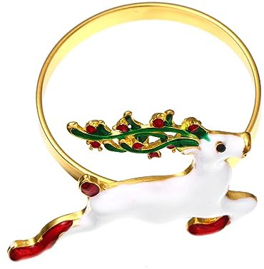 PRETYZOOM 2 Sätze Weihnachtsserviettenringe Tiere Halter Für Serviettenringe Klimpern Elch Schnee Inhaber Dekoration Lichter Urlaub Glocke Lebkuchen Neon REH Tür Legierung 2 Stück * 2