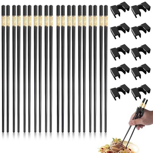 10 Paar Chopsticks und 10 stück Essstäbchen Hilfe Sushi Stäbchen Anzug Chopsticks Helper 24cm für Anfänger Seniore Zum Lernen und Trainieren Geeignet Sushi Mit Nudeln Im Restaurant Oder Zu Hause Essen