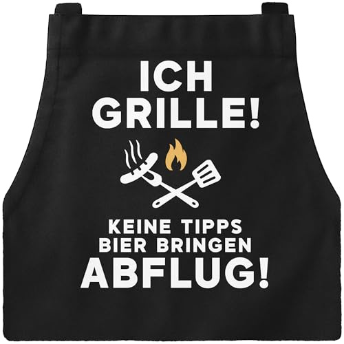 MoonWorks® Grillschürze für Männer Spruch Ich grille Keien Tipps Kochschürze Herren für BBQ Schürze Baumwolle