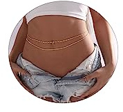 LunarCharm 2 pezzi catena in acciaio inossidabile con placcatura in oro 18 carati Catena per il corpo a strati, regolabile, sexy da bikini da spiaggia