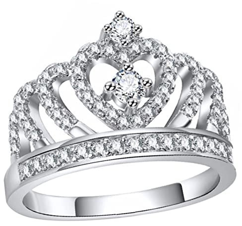 AKOOSY Fingerring Krone Damen Modischer Tiara Ring Legierung Ringdekoration für Mädchen Eleganter Bandring für Verschiedene Anlässe Finger Schmuck für Frauen