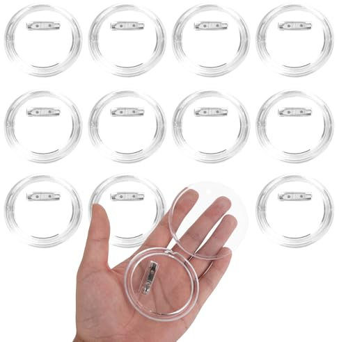 BOXOB 12stk Acryl Klare Button Pins für Bastelarbeiten, 7,5cm Individuelles Foto Abzeichenhersteller Set Wiederverwendbare Leere Ansteckbuttons zum Selbstgestalten für DIY Basteln Partyzubehör