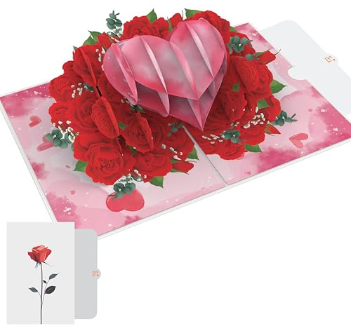 PACKLIST Pop Up kort hjärta och blommor – 3D-kärlekspresent för par och nära och kära – romantiskt gratulationskort för alla hjärtans dag, årsdag och födelsedag – säg Jag älskar dig oförglömligt!