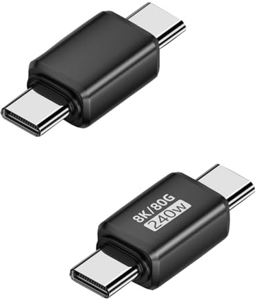 QIANRENON Adaptador USB C macho a USB C macho de 80 Gbps PD240 W, extensor USB tipo C, conector de datos de carga rápida USB 4.0 C, función completa, audio y video OTG, carcasa de aleación Al, para